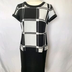 AB Studio B & W Block Design Short Sleeve Dress